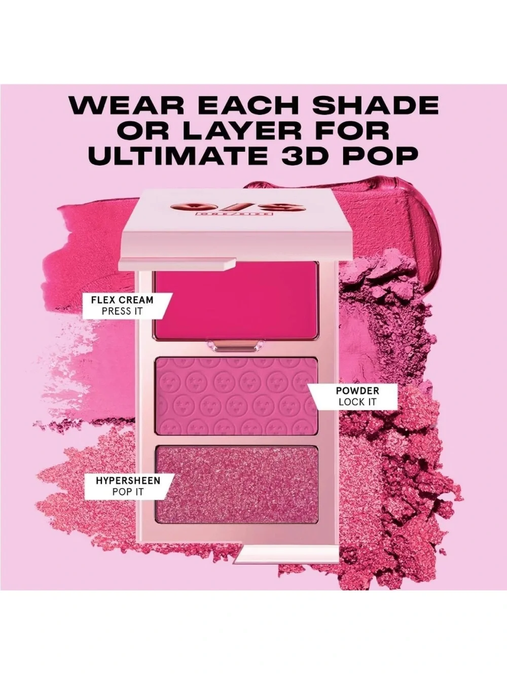 ONE/SIZE by Patrick Starrr NIB Cheek Clapper 3D Blush Trio Palette- Gworly Pop.